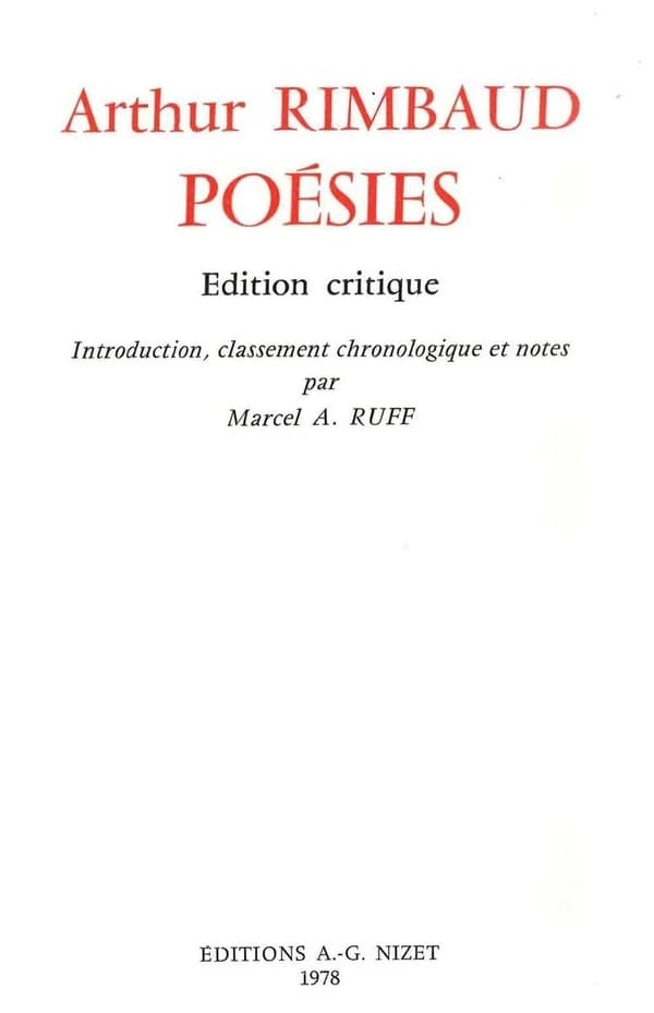 Poésies : Édition critique; introduction, classement chronologique et notes par Marcel A. Ruff