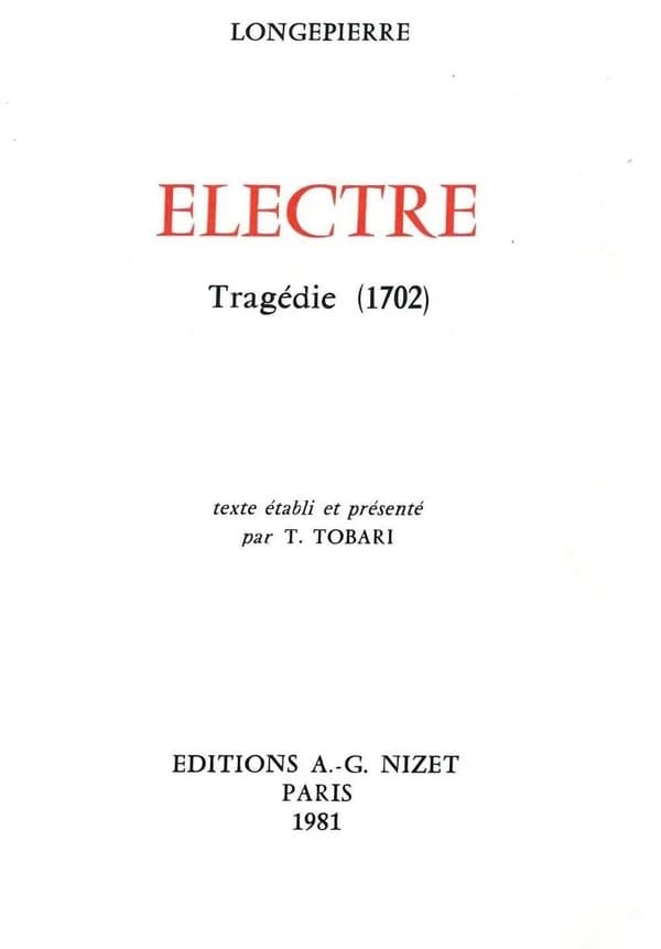 Electre : Tragedie