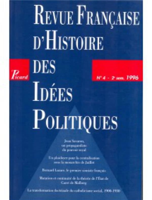 REVUE FRANCAISE D'HISTOIRE DES IDEES POLITIQUES