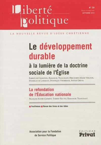 Le développement durable à la lumière de la doctrine sociale de l'Eglise
