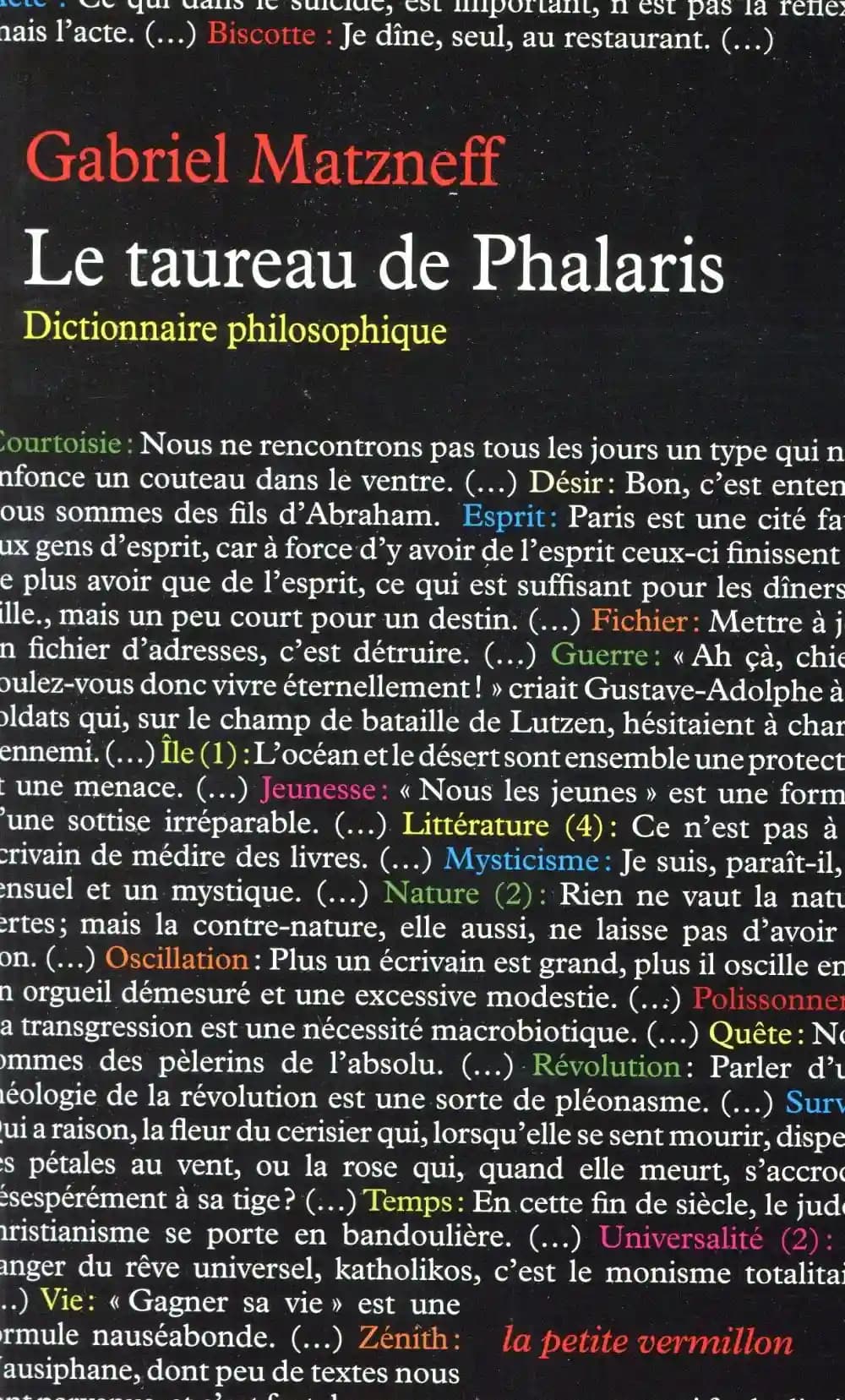 Le taureau de Phalaris : dictionnaire philosophique