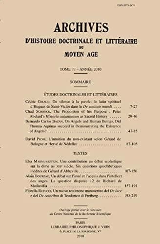 Archives d'Histoire litteraire et doctrinale du Moyen-Age LXXVII