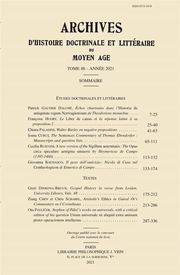 Archives d'histoire littéraire et doctrinale du Moyen âge n.88