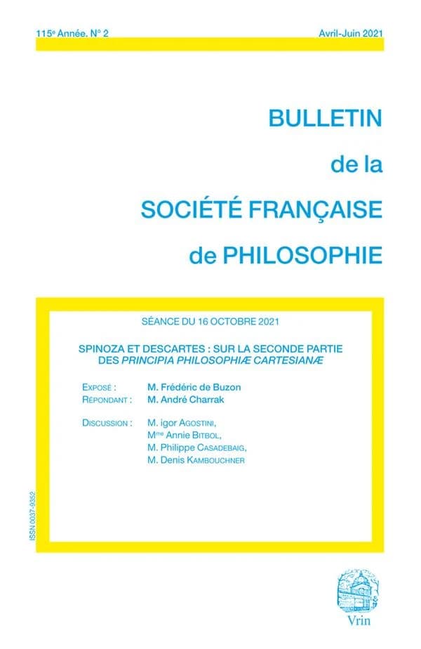 Spinoza et descartes : sur la seconde partie des "principia philosophiæ cartesianæ" : séance du 16 octobre 2021