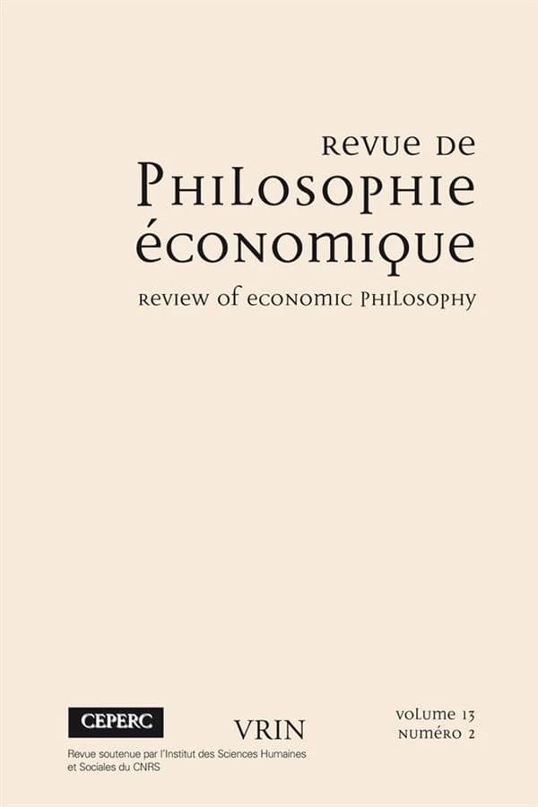 Revue de philosophie economique 13 (2012)