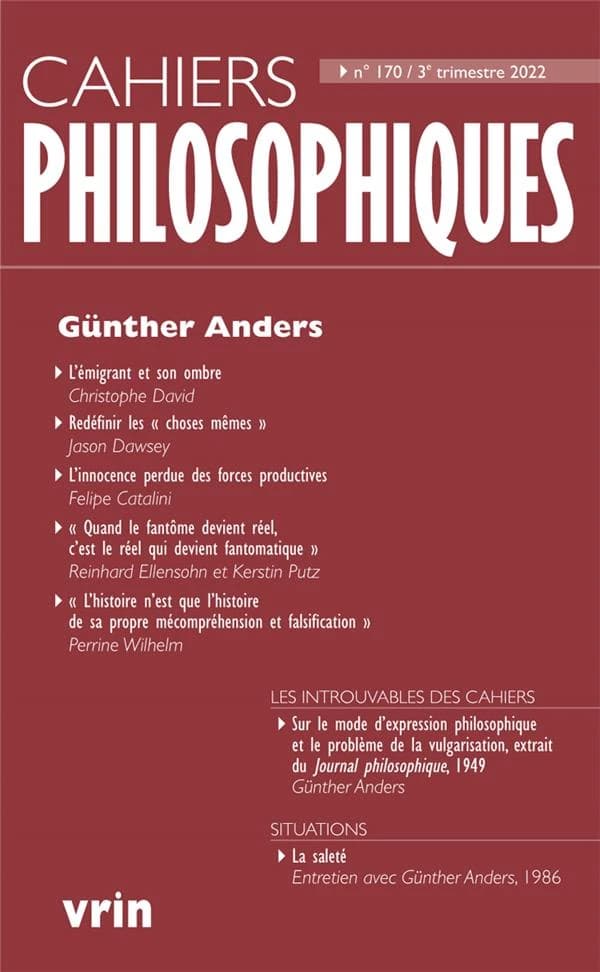 Cahiers philosophiques n.170 : G.Anders