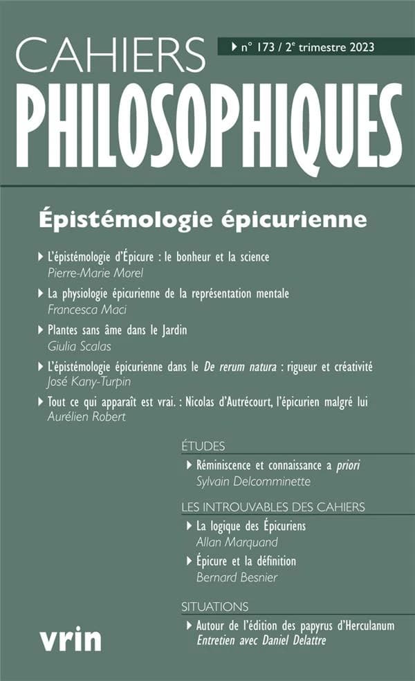 Cahiers philosophiques n.173 : Épistémologie épicurienne