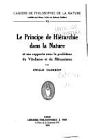 Le principe de hiérarchie dans la nature et ses rapports avec le problème du vitalisme et du mécanisme