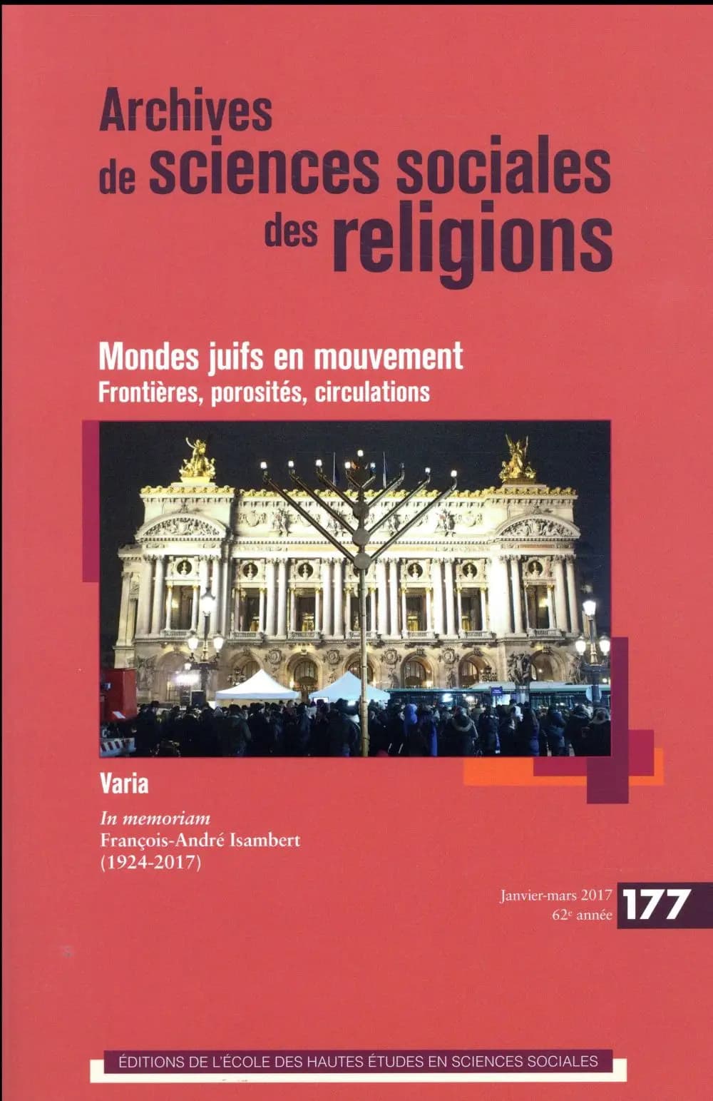 Archives de sciences sociales des religions n.177 : frontières des mondes juifs ; suicide et fins dernières