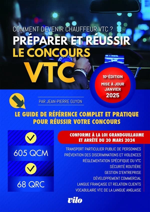 Préparer et réussir le concours VTC : comment devenir chauffeur VTC ? (10e éd., mise à jour janvier 2025) par Jean-Pierre Guyon ; en collaboration avec Christian Lyon