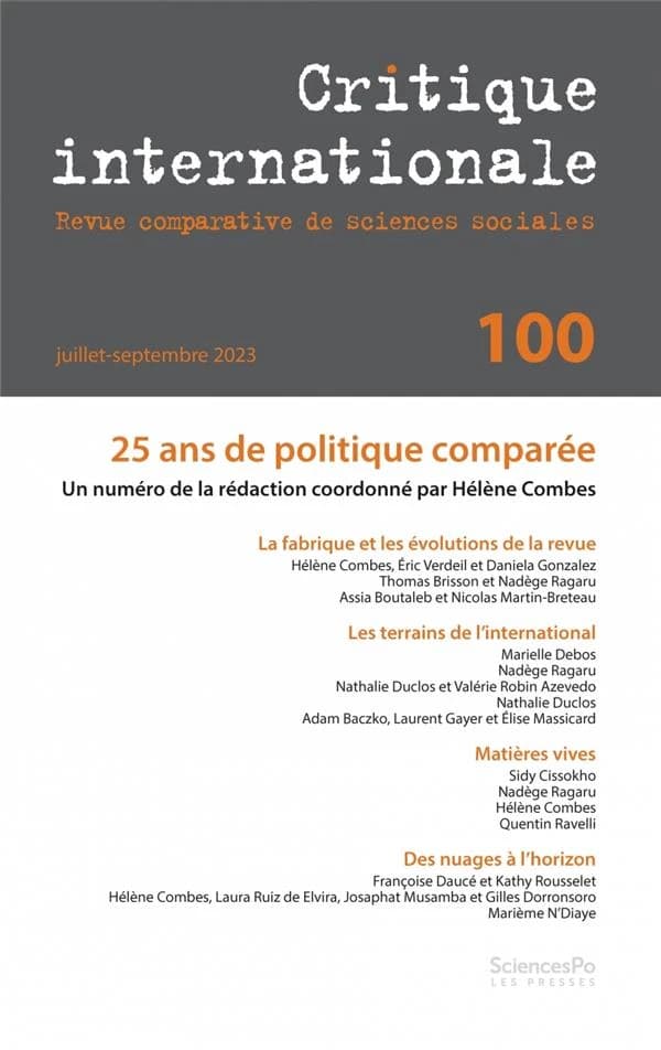Revue critique internationale n.100 : 25 ans de politique comparée (édition 2023)