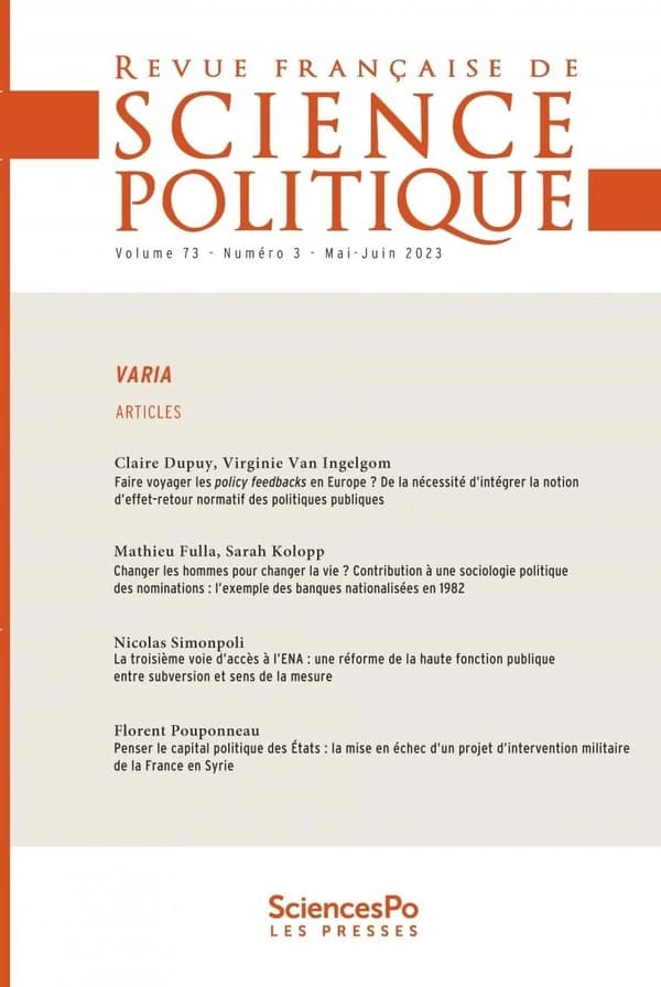 Revue française de science politique n.73 : Varia