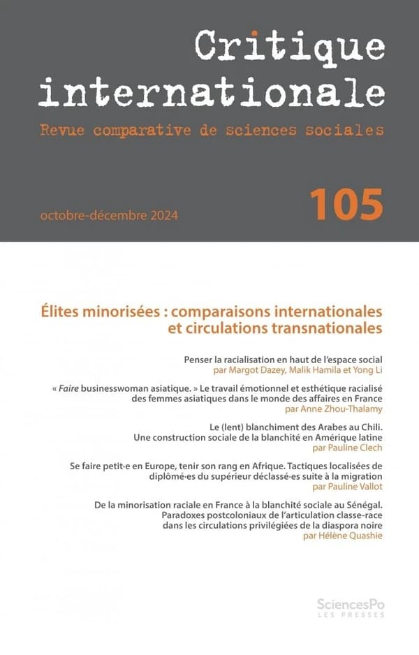 Revue critique internationale n.105 : Elites minorisées : comparaisons internationales et circulations transnationales