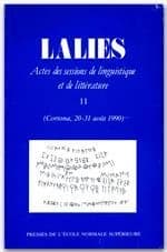 Lalies, 11 : actes des sessions de linguistique et de littérature, Cortona, 20-31 août 1990.
