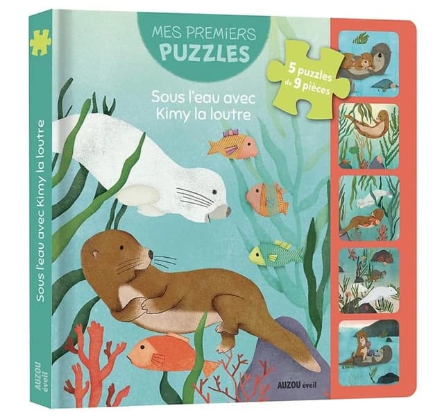 Sous l'eau avec Kimy la loutre : 5 puzzles de 9 pièces