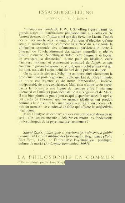 Essai sur Schelling : "le reste qui n'éclôt jamais"