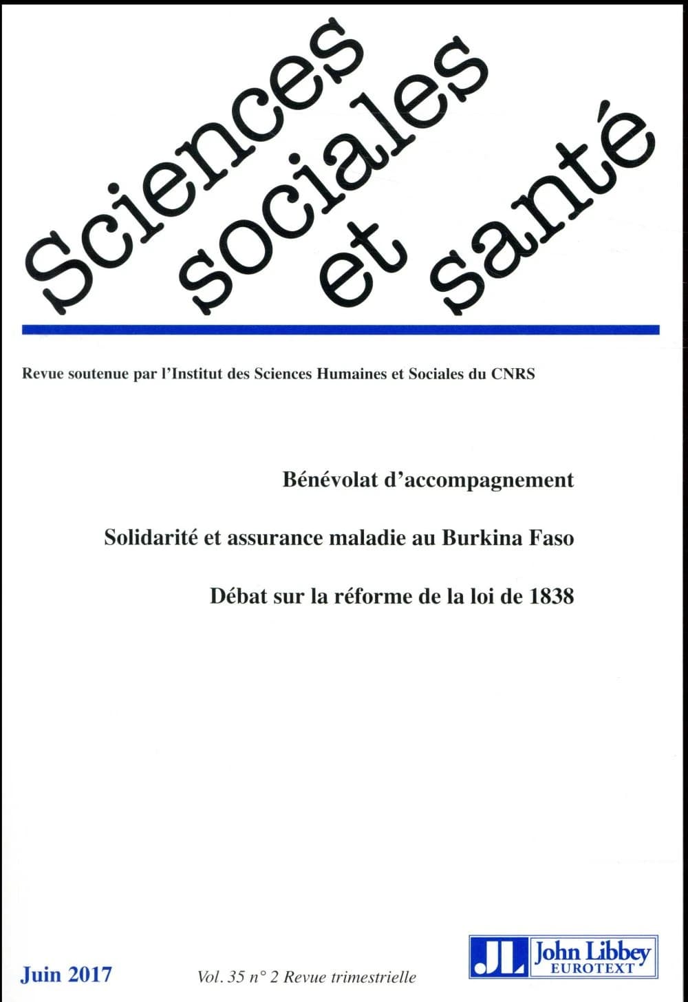REVUE SCIENCES SOCIALES ET SANTE n.35 : n.2 ; juin 2017