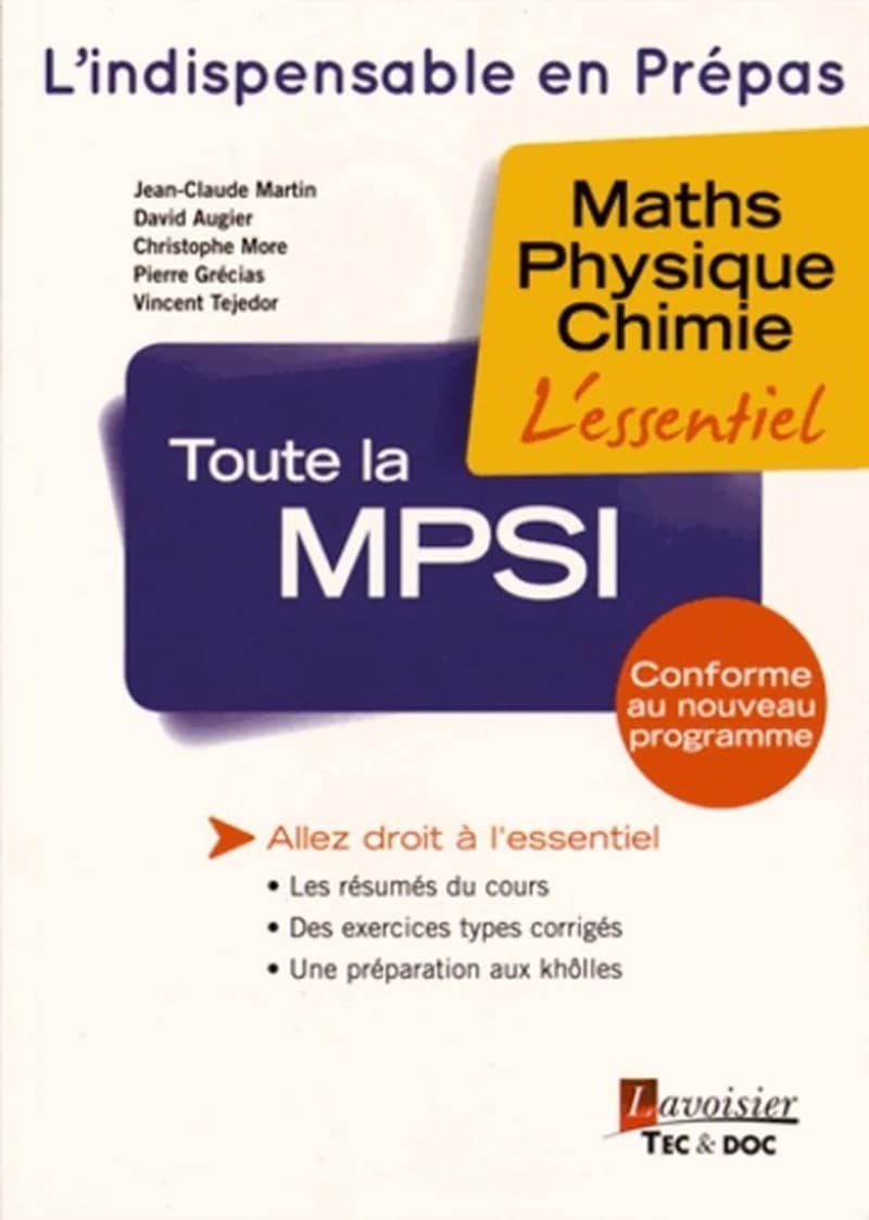 Toute la MPSI : maths-physique-chimie