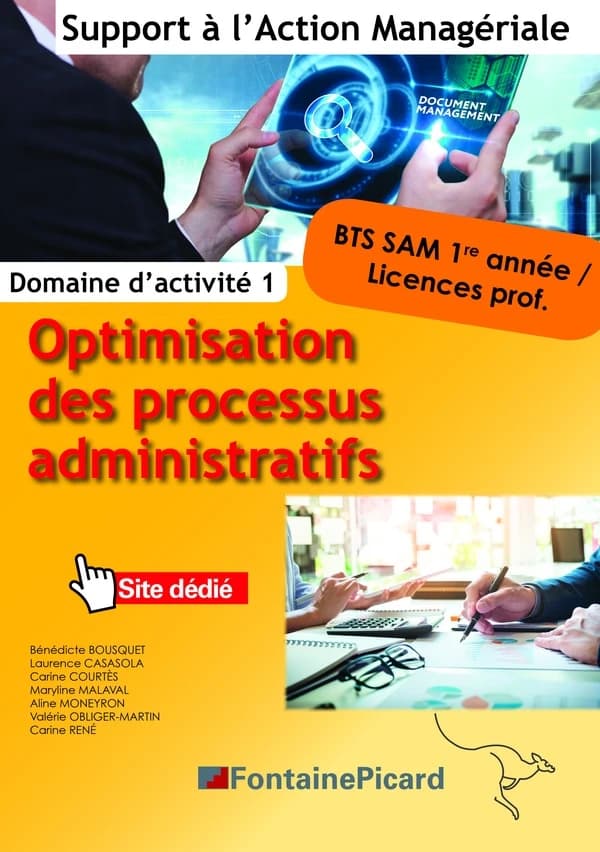 Optimisation des processus administratifs ; BTS SAM 1re année, licences prof. ; domaine d'activité 1 ; livre de l'élève