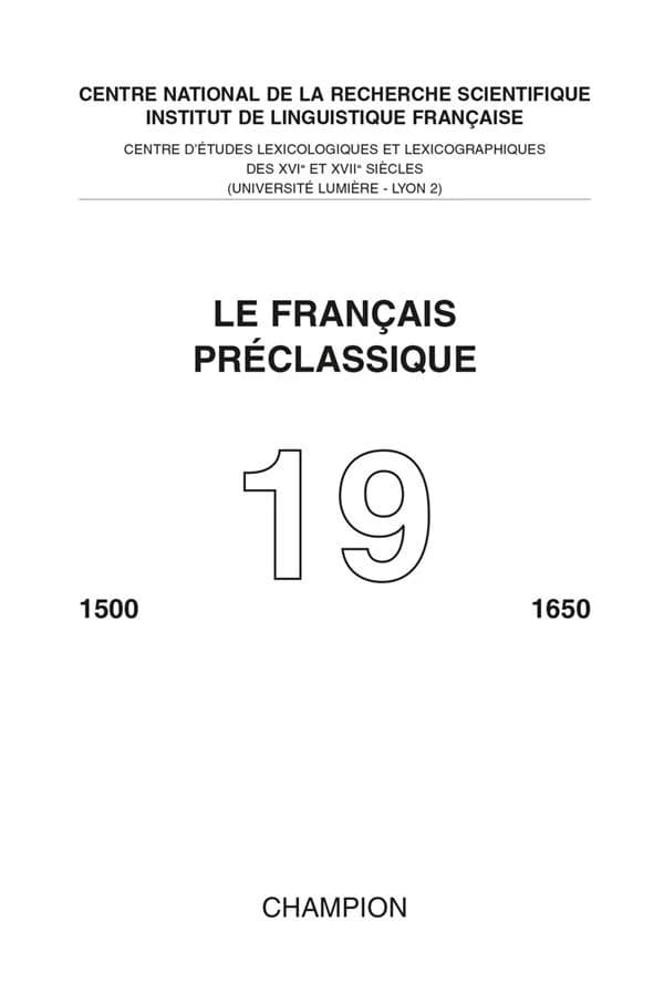 Le français préclassique n.19