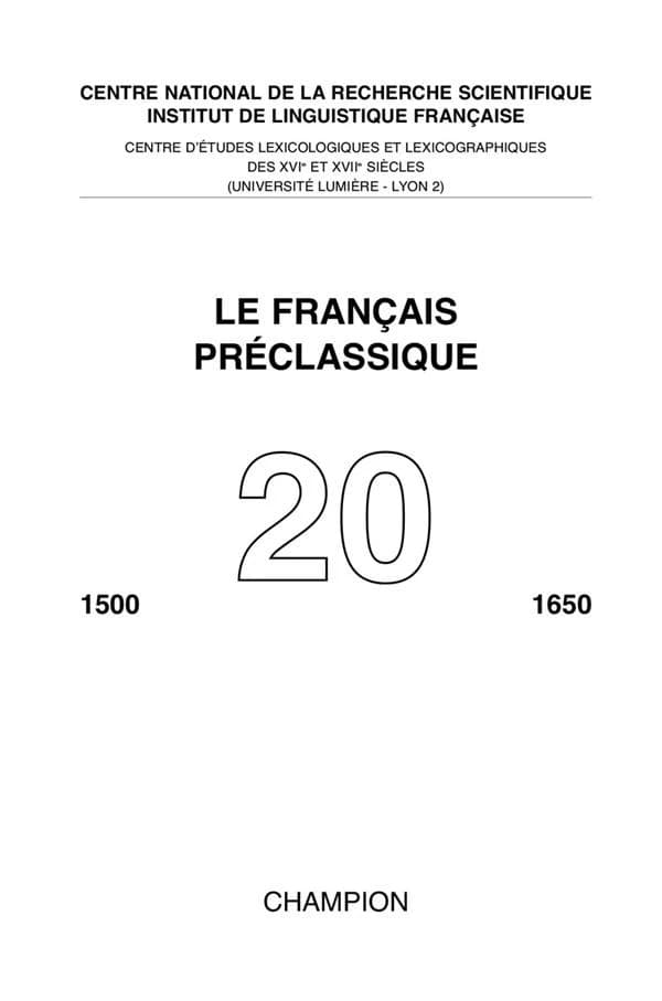 Le français préclassique n.20