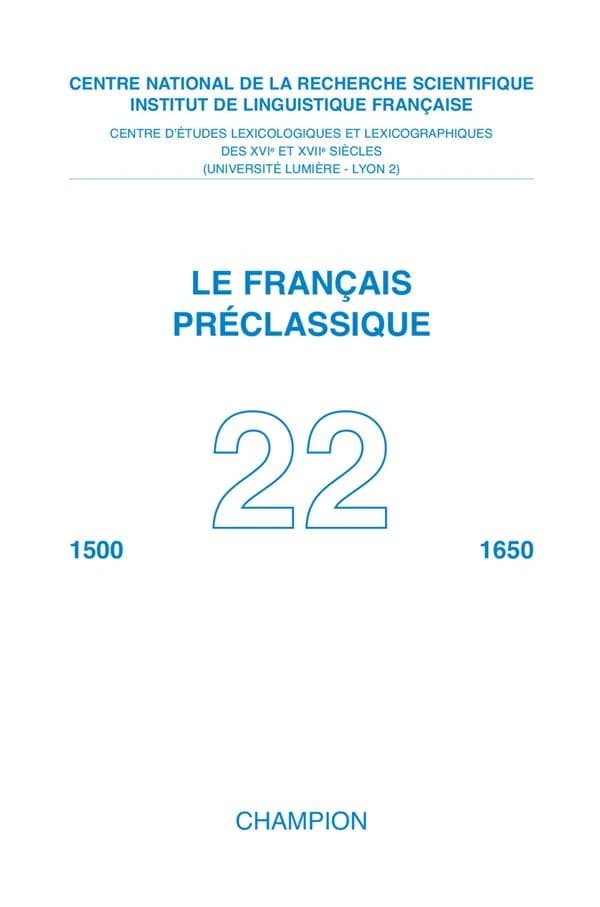 Le français préclassique n.22