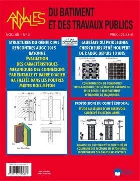 REVUE BTP VOL68 N°2-2016 : ANNALES DU BATIMENT ET DES TRAVAUX PUBLICS VOL68 N°2-2016