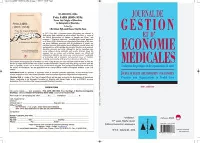 JOURNAL DE GESTION ET D'ECONOMIE MEDICALES N°5-6 VOL 34-2016 : EVALUATION DES PRATIQUES ET DES ORGANISATIONS DE SANTE