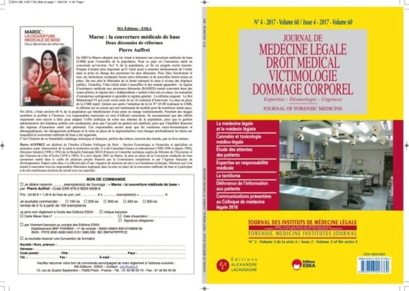 DELIVRANCE DE L'INFORMATION AUX PATIENTS-JML VOL60 N°4-2017 : JOURNAL DES INSTITUT DE MEDECINE LEGALE VOL 60 N°4-2017