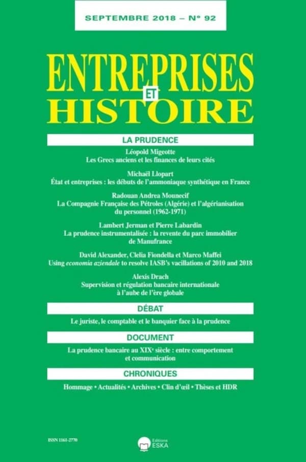 LA PRUDENCE-EH 92-SEPTEMBRE 2018 : ENTREPRISES ET HISTOIRE 92-SEPTEMBRE 2018