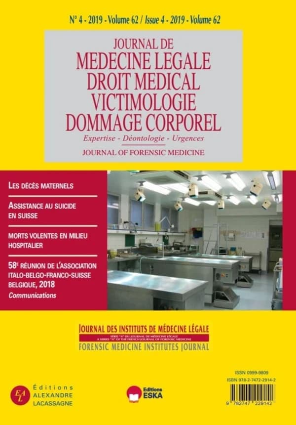 58e réunion de l'association IBFS Belgique 2018-jml 4-2019 : journal des instituts de médecine légale vol 62 n°4-2019