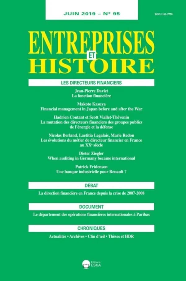 LES DIRECTEURS FINANCIERS-EH 95-JUIN 2019 : ENTREPRISES et HISTOIRE 95-JUIN 2019-DOC:LE DEPART.DES OPER.FINAN.INT. A PARIBAS