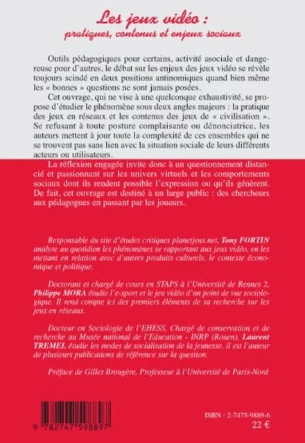 Les jeux vidéo, pratiques, contenus et enjeux sociaux