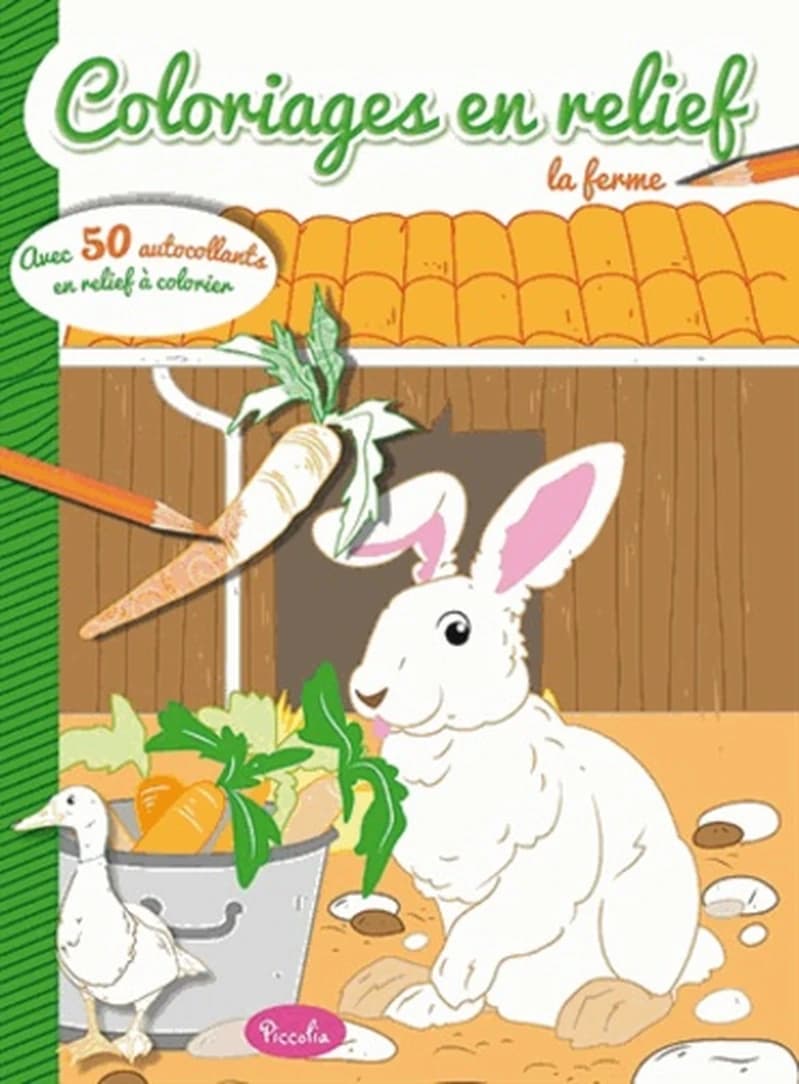 Coloriages en relief avec autocollants : la ferme