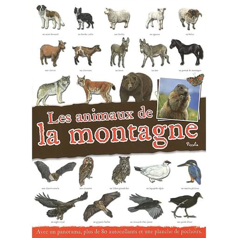 Les animaux de la montagne - Avec un panorama, plus de 80 autocollants et une planche de pochoirs