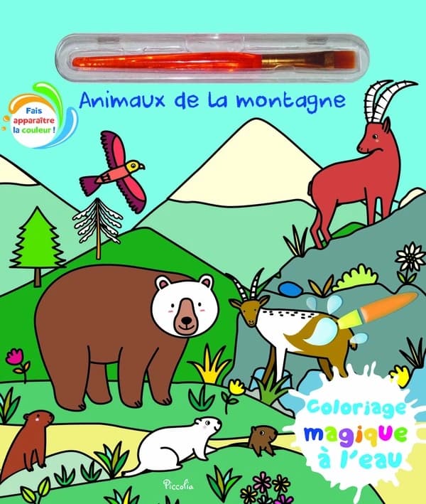 Coloriages magiques à l'eau : les animaux de la montagne