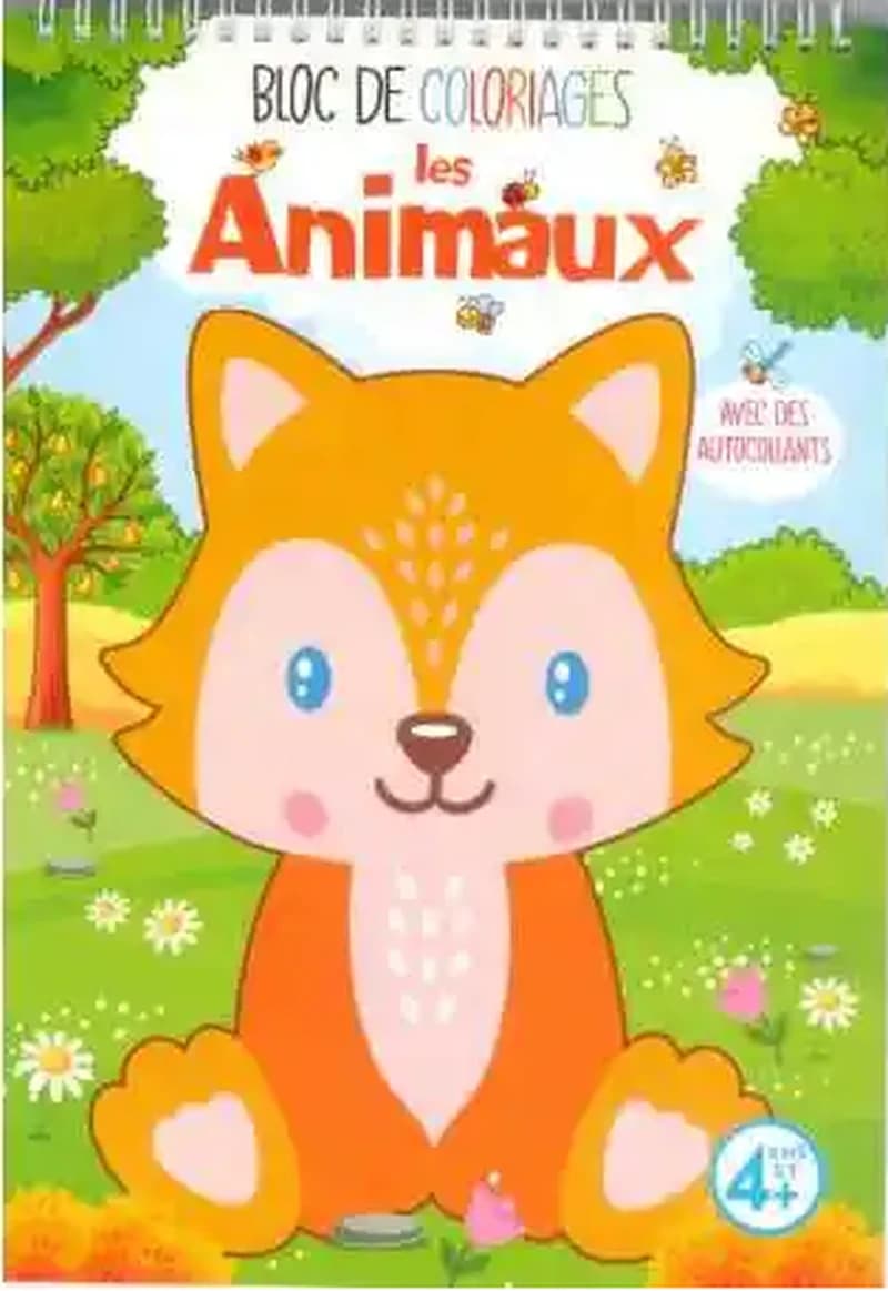 Bloc de coloriages Les animaux avec des autocollants +4 ans