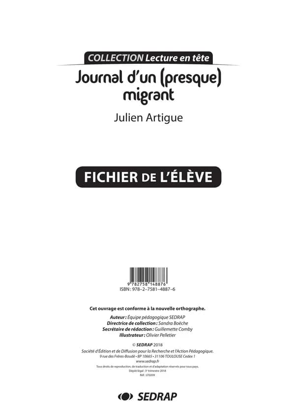 Journal d'un (presque) migrant ; fichier pédagogique