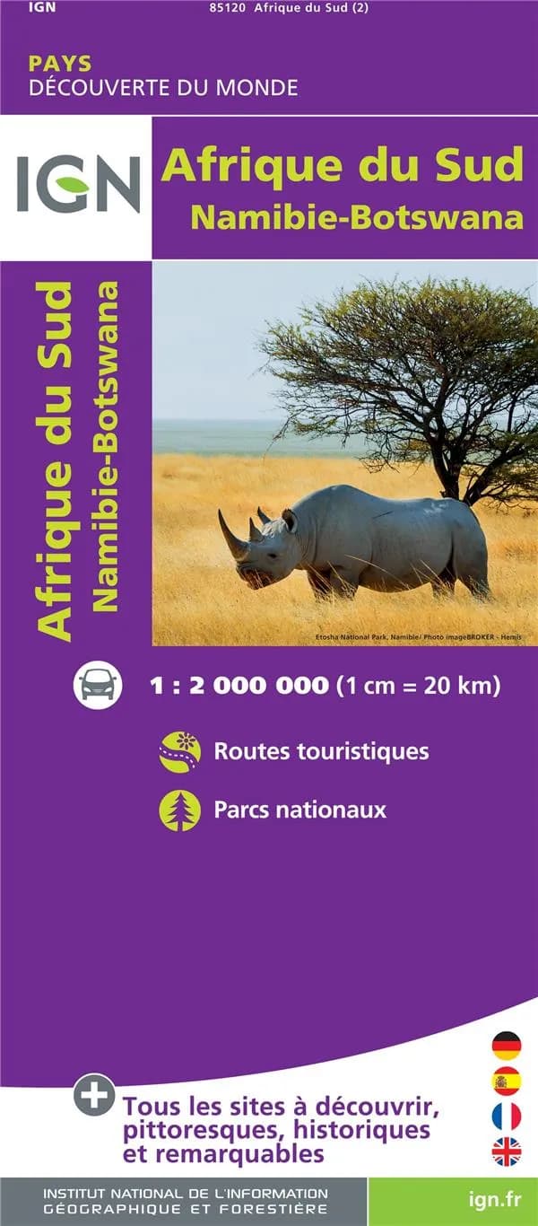Afrique du Sud : Namibie-Botswana (Éd. 2) cartographie MairDumont ; diffusée par l'Institut national de l'information géographique et forestière : South Africa : Namibia-Botswana