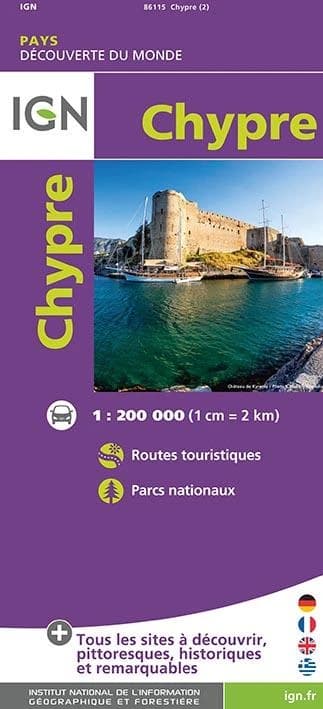 Chypre : carte touristique (Éd. 2) cartographie MairDumont ; diffusée par l'Institut national de l'information géographique et forestière