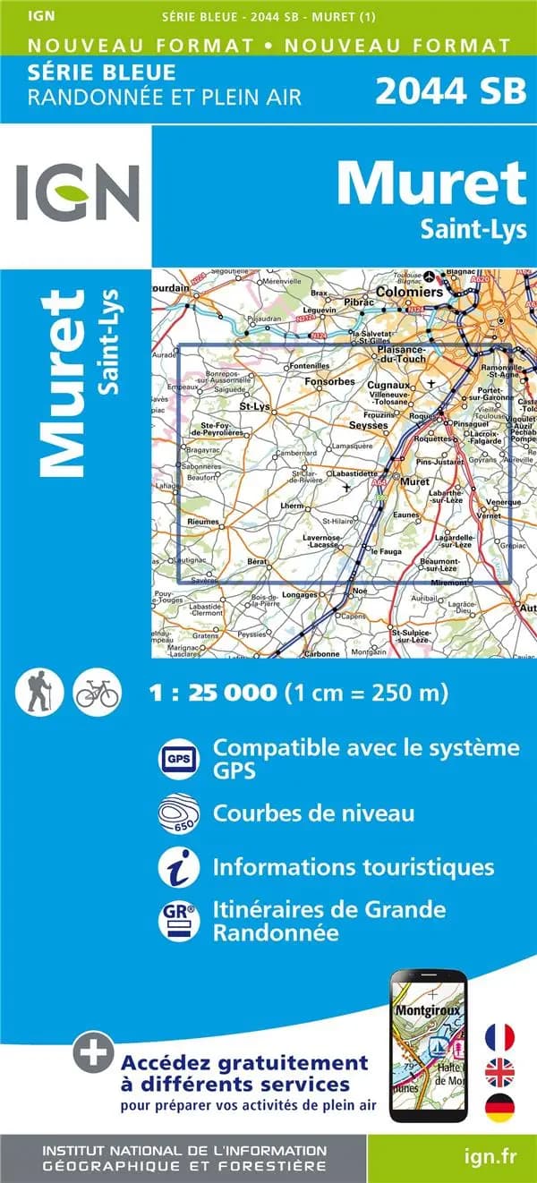 Muret : Saint-Lys (Éd. 1) réalisé et édité par l'Institut national de l'information géographique et forestière ; [surcharges] Fédération française de la randonnée pédestre