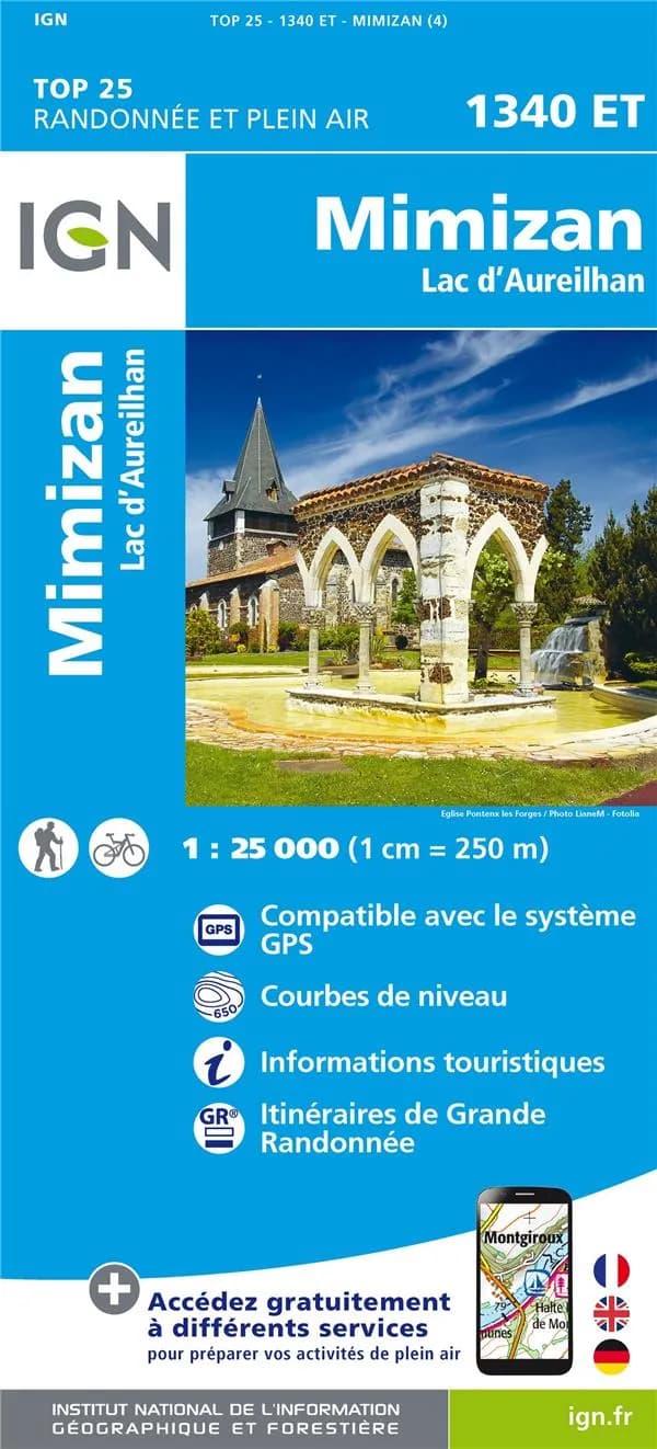 Mimizan : Lac d'Aureilhan (Éd. 4) Institut national de l'information géographique et forestière ; [avec la collaboration de la Fédération française de randonnée pédestre]