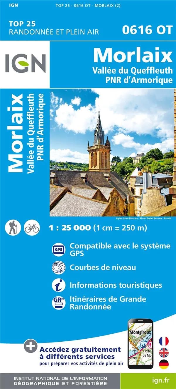 Morlaix : Vallée du Queffleuth : P[arc] N[aturel] R[égional] d'Armorique (Éd. 2) Institut national de l'information géographique et forestière ; [avec la collaboration de la Fédération française de la randonnée pédestre]