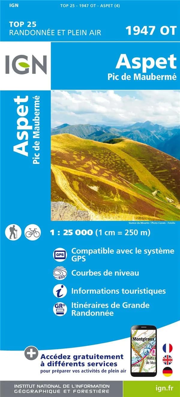 Aspet : Pic de Maubermé (Éd. 4) Institut national de l'information géographique et forestière ; [avec la collaboration de la Fédération française de randonnée pédestre]