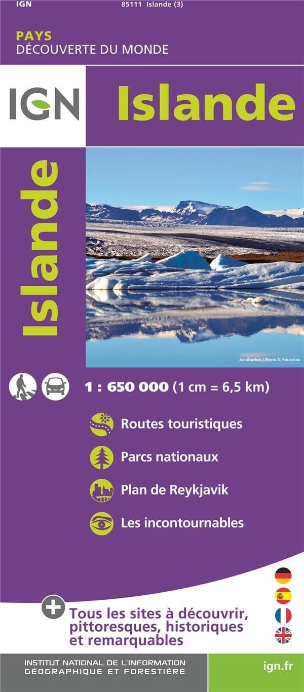 Islande (Éd. 3) cartographie MairDumont ; imprimé et diffusé en France par l'Institut national de l'information géographique et forestière : Iceland