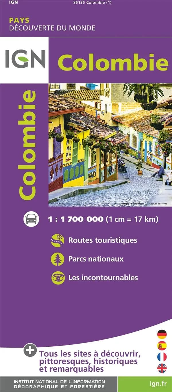 Colombie (Éd. 1) cartographie MairDumont ; diffusé par l'Institut national de l'information géographique et forestière : Colombia