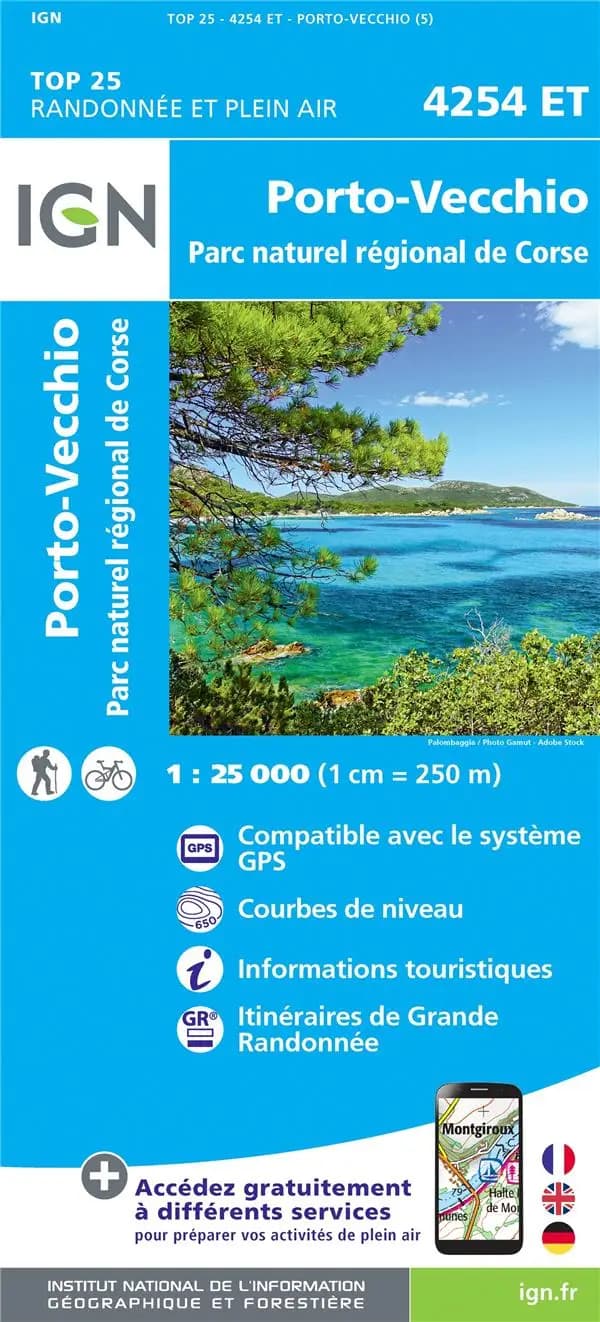 Porto-Vecchio : Parc naturel régional de Corse (Éd. 5) Institut national de l'information géographique et forestière ; avec la collaboration du Parc naturel régional de Corse ; [et avec la collaboration de la Fédération française de randonnée pédestre]