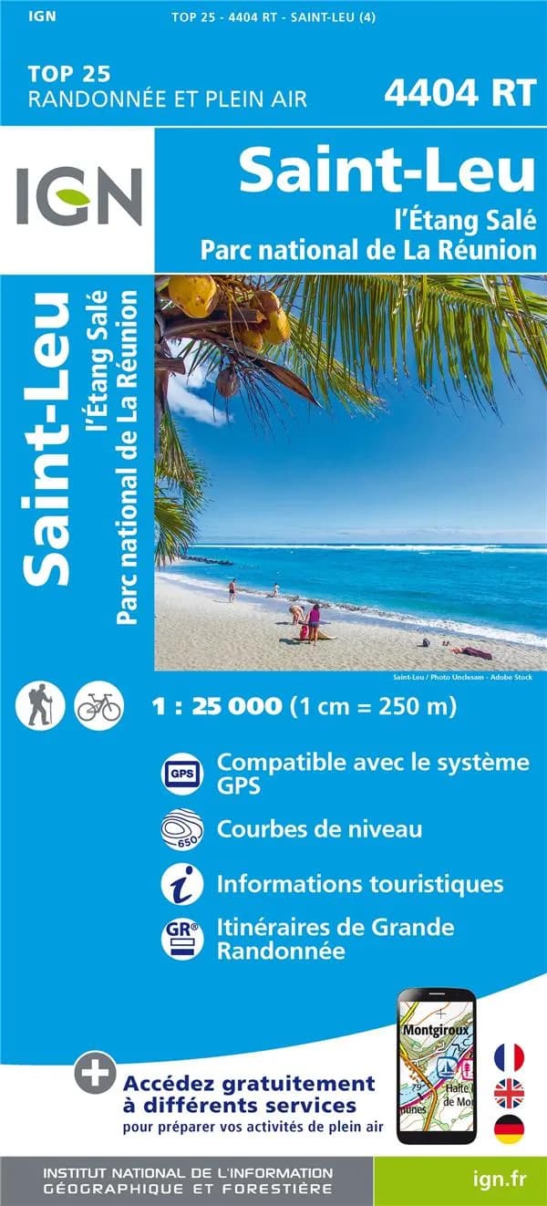 Saint-Leu : l'Étang-Salé - Parc national de la Réunion (Éd. 4) Institut national de l'information géographique et forestière ; [avec la collaboration de la Fédération française de randonnée pédestre]