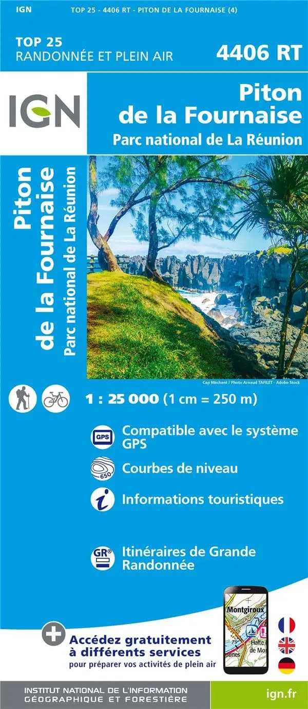 Piton de la Fournaise : Parc national de la Réunion (Éd. 4) Institut national de l'information géographique et forestière ; [avec la collaboration de la Fédération française de randonnée pédestre]