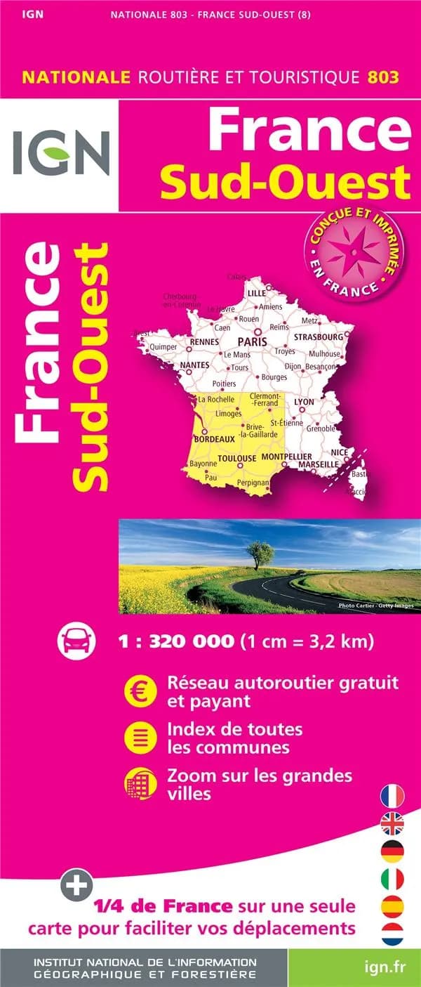 France sud-ouest (Éd. 8) réalisé et édité par l'Institut national de l'information géographique et forestière